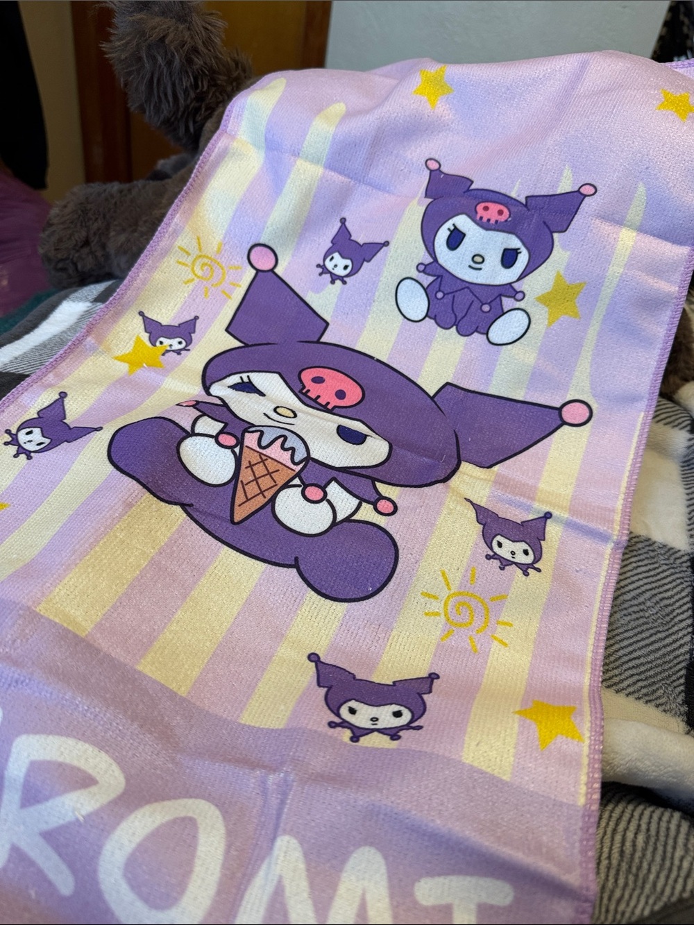 Kuromi Purple Character Towel - Cute Ice Cream Design